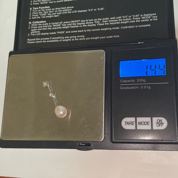 Solid Stamped 14K 585 White Gold Pearl Natural Diamond Pendant for Necklace - Picture 10 of 11